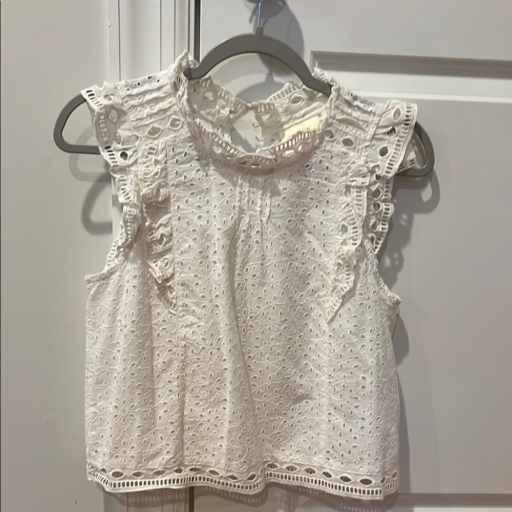 White Eyelet Sleeveless Top by Maeve, nwt, size 4